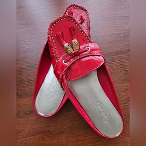 Talbots Slip On Loafers Women's Size 6 Patent Leather Cherry Red Shoes EUC